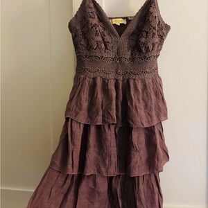 Tiered Lace-Detail Dress - Purple